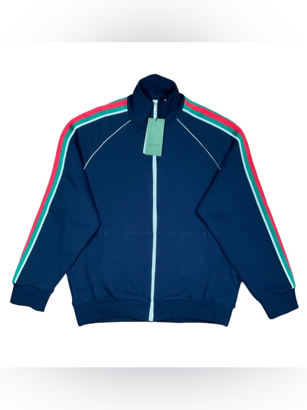 AUTHENTIC Gucci Mens Navy Blue Zip-Up Sweater Back of House Uniform Size L